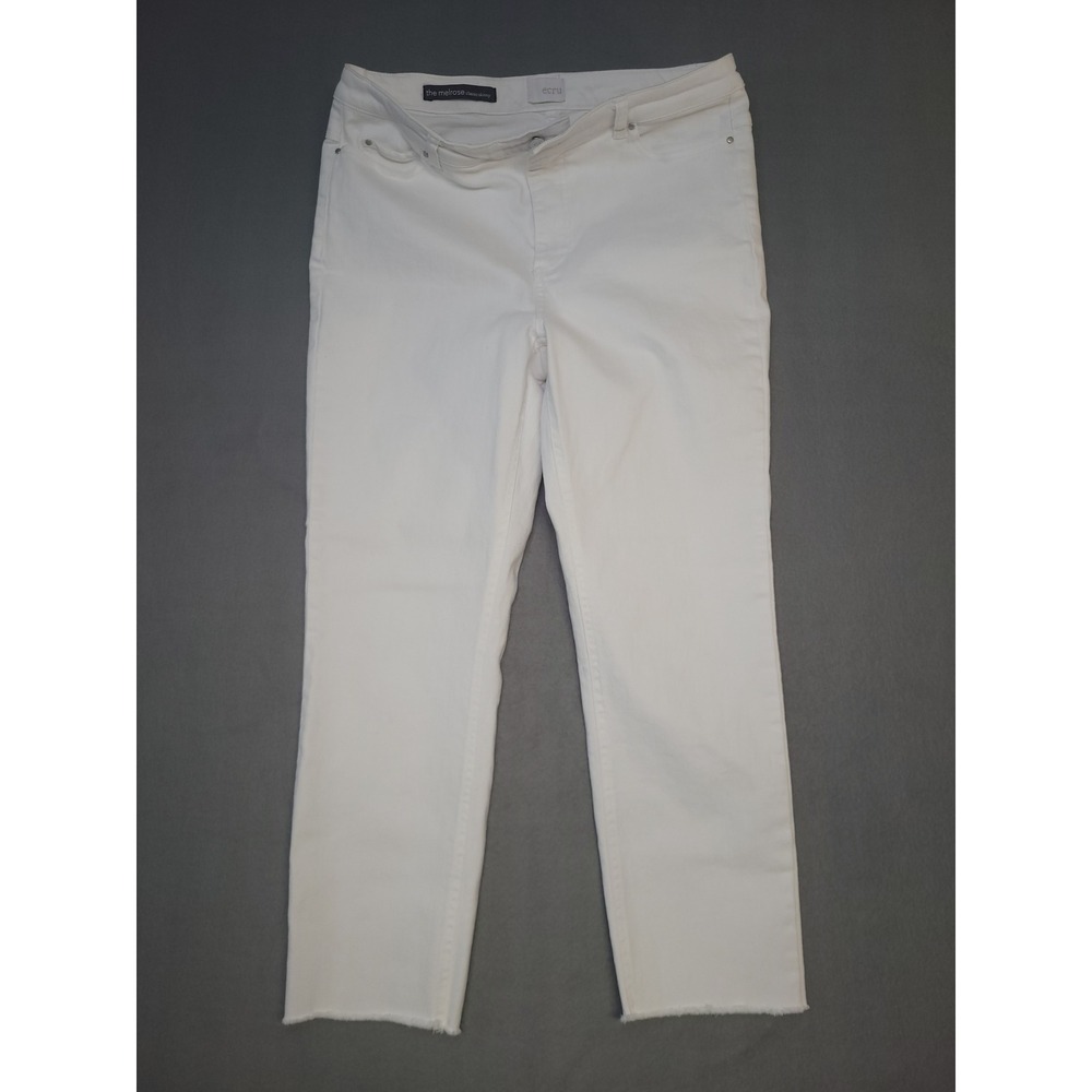 The Melrose Classic‎ Skinny ecru White Jeans Frayed Hem Casual Denim Size 12